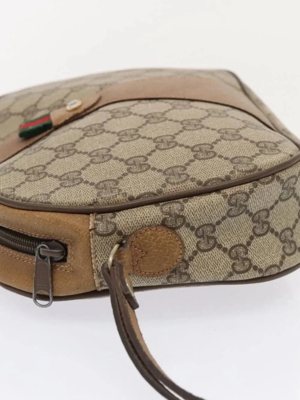 GUCCI GG Supreme Web Sherry Line Clutch Bag PVC Beige Red 89 01 034 Auth fm3793